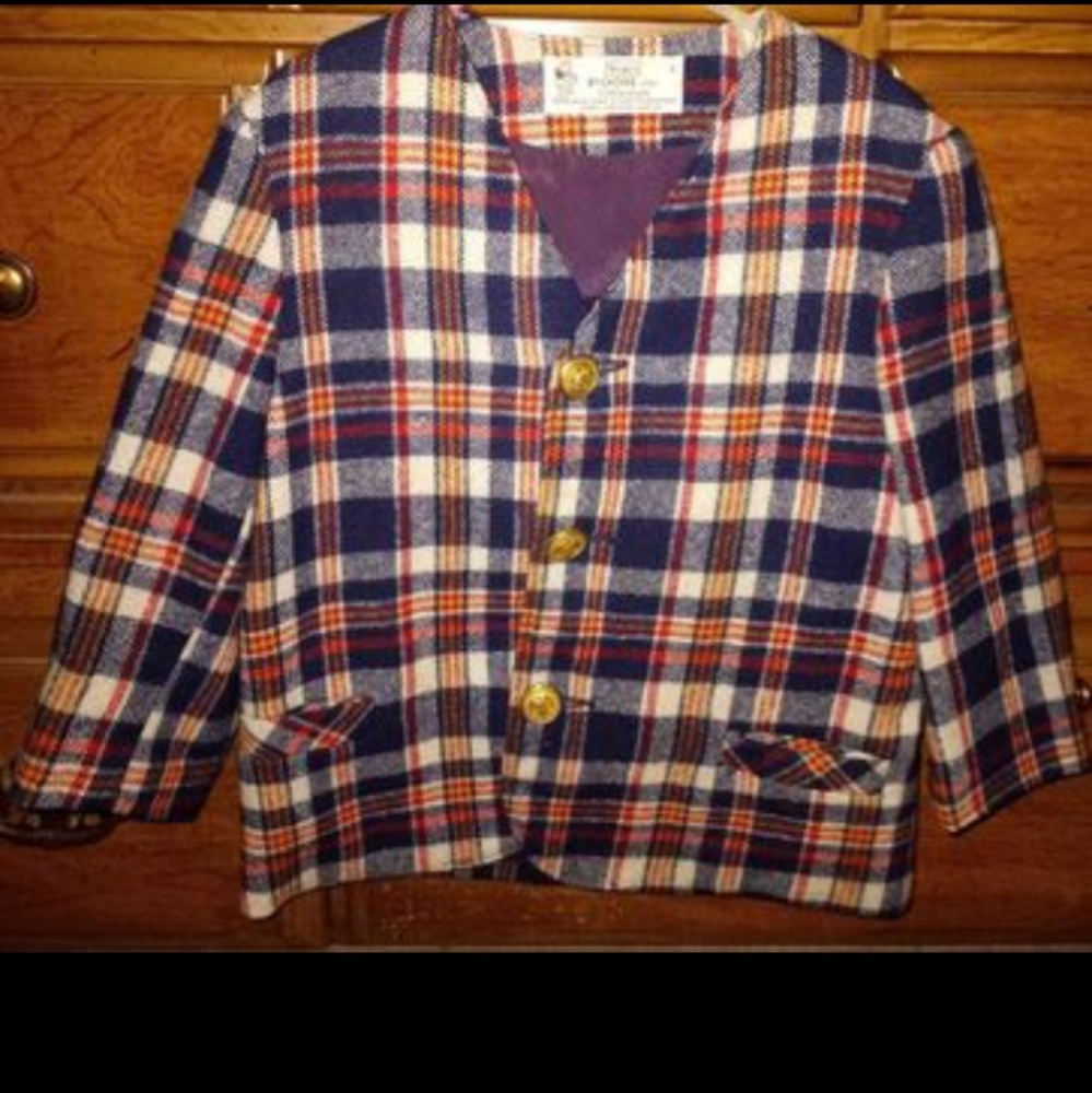 Vintage 1970s Girls Plaid Blazer Jacket from SEARS